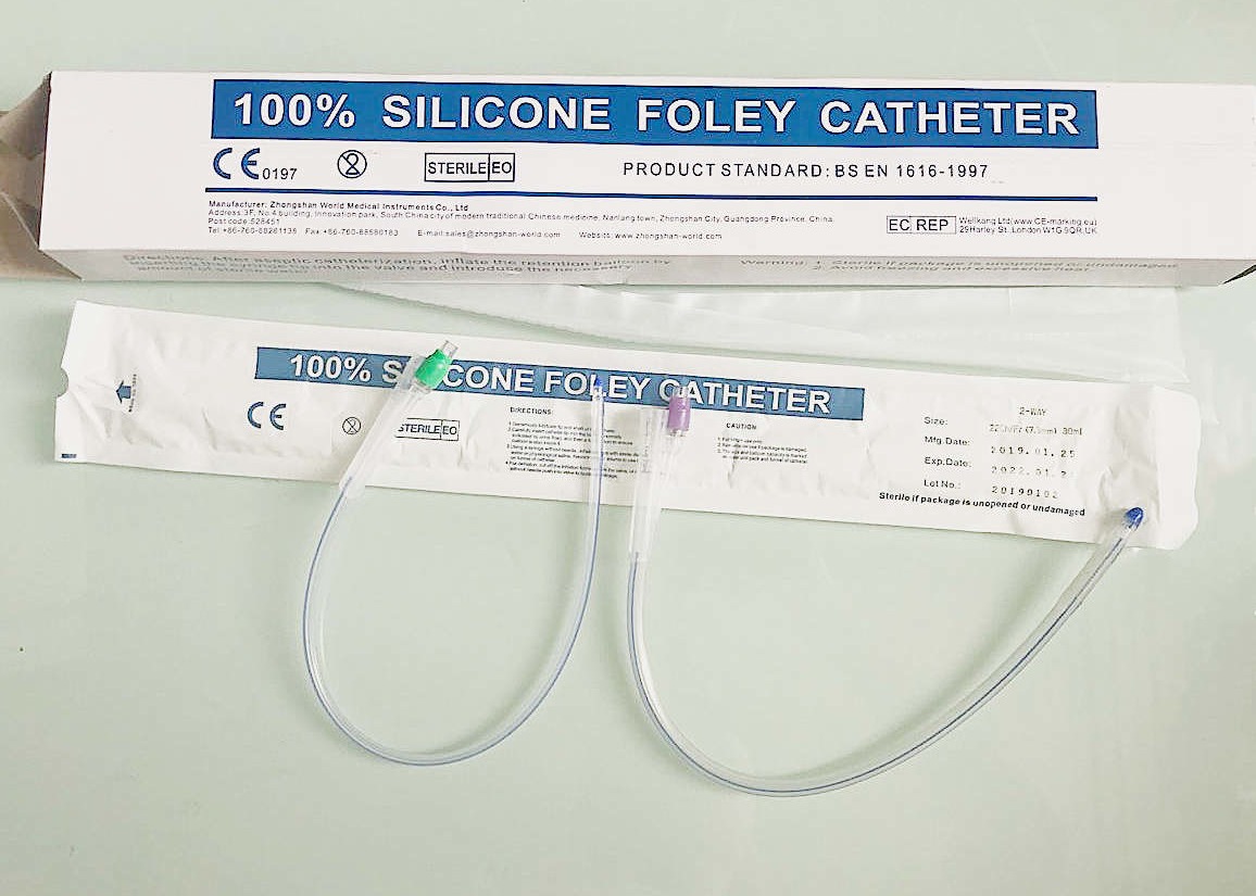 100 Medical Silicone 2 Way Foley Catheter For Urinary Catheterization