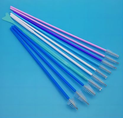 PP Material Nylon Head Medical Cleaning Brush Cervix Brush Sampling Cytology Brush blue green white color