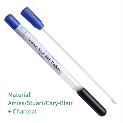 Medical Disposable Sample Collection Stick Flocked Transport Swab With Amies/Stuart/Cary-Blair Medium